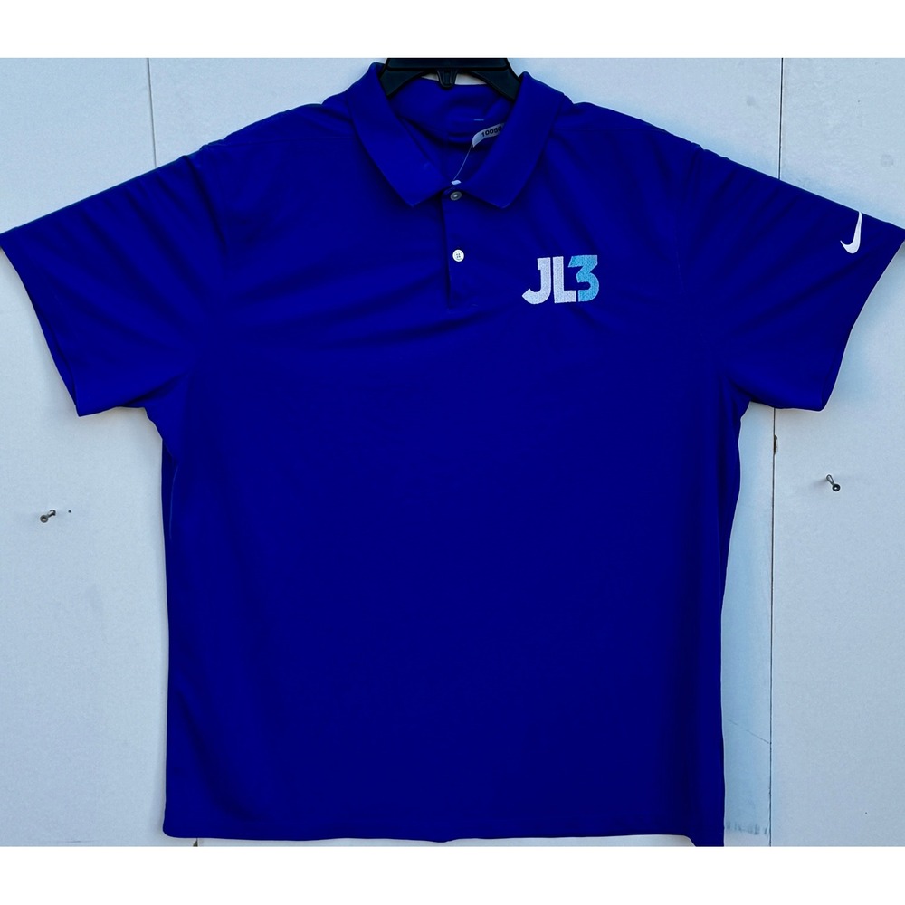 Nike Dri-FIT Mens XL Royal Blue JL3 Logo Golf Polo Shirt BV0356-480